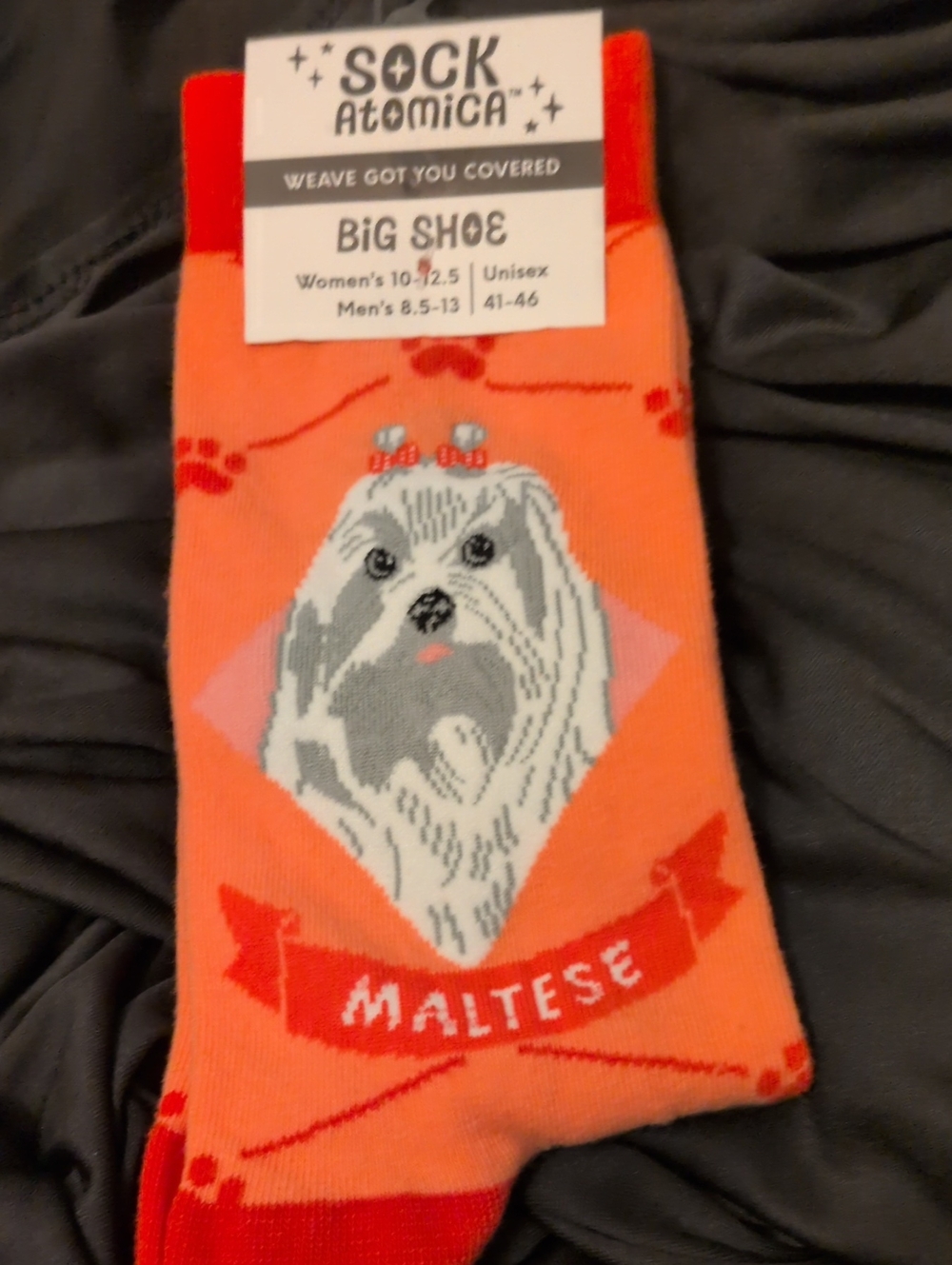 Maltese Dog Crew Socks - Orange